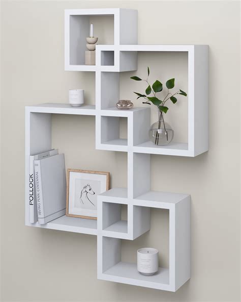 white cube wall mounted shelves